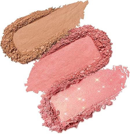 Multi Finish Trio Blush & Bronzer Palette, Paleta Compacta 2 em 1, Cor 01 Coral