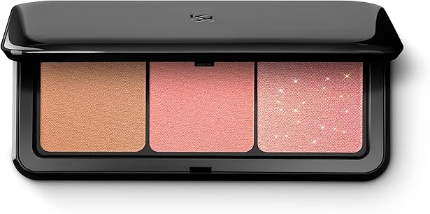 Multi Finish Trio Blush & Bronzer Palette, Paleta Compacta 2 em 1, Cor 01 Coral