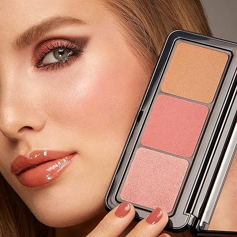 Multi Finish Trio Blush & Bronzer Palette, Paleta Compacta 2 em 1, Cor 01 Coral